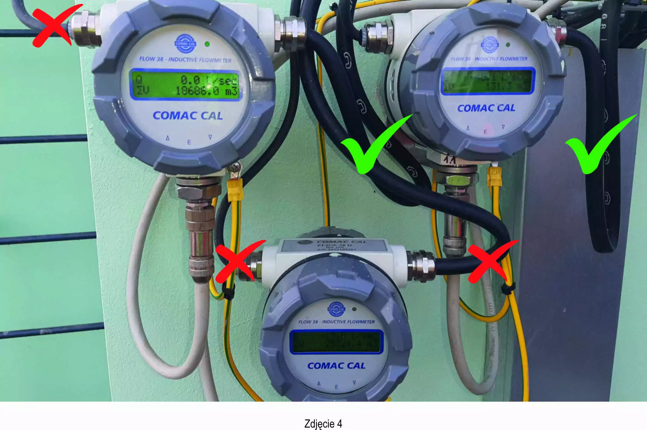 Prowadzenie kabli do wyświetlacza przepływomierza elektromagnetycznego